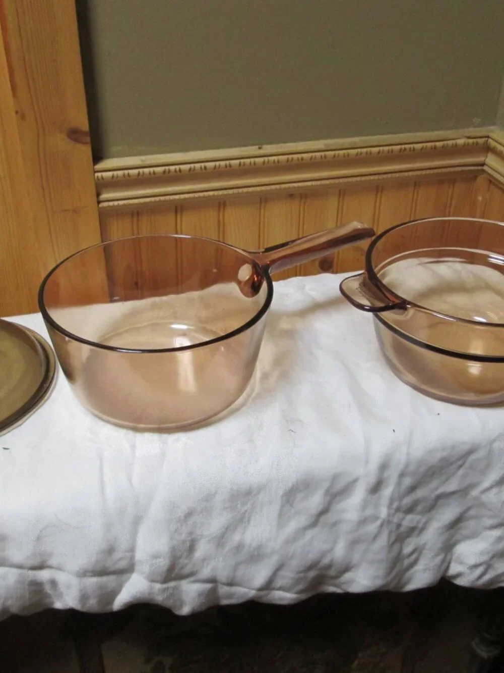 Rare Vision ware amber 3 pc never used double boiler made in France